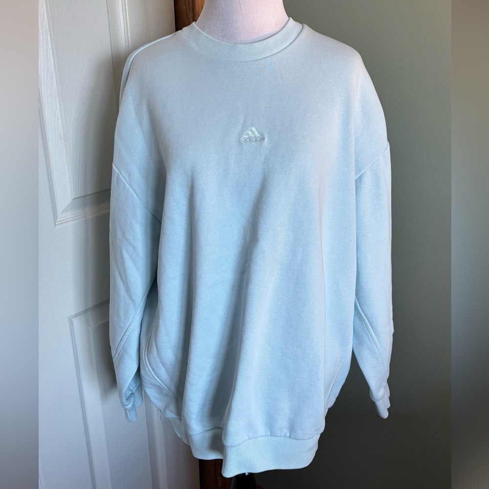 Adidas Women's Sky Blue OversizedCrewneck Sweater